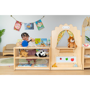 Maternelle enfants garderie <span class=keywords><strong>magasin</strong></span> <span class=keywords><strong>de</strong></span> jeux jouet en bois cuisine jouet décrochage caisse enregistreuse vente étagère boutique chariot chariot ensemble - Product Image 1