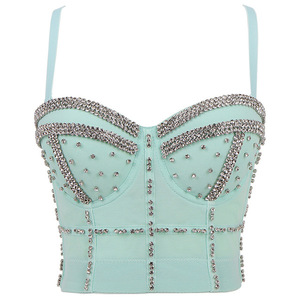 Women's Silver <strong>Sequin</strong> Cropped <strong>Top</strong> Rhinestone Beading Sexy Corset <strong>Top</strong> <strong>Plus</strong> <strong>Size</strong> Carnival Music Festival Party Camisole 1795 - Product Image 3