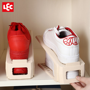 LEC ชั้นวางรองเท้าสองชั้นพลาสติกประหยัดพื้นที่จัดเก็บสำหรับบ้าน 2 แพ็ค - Product Image 1