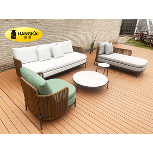 Conjuntos de Muebles Seccionales Modernos para Patio Exterior con Estructura de Aleación de Aluminio, Cómodos Conjuntos de Sofás de Madera para Uso <span class=keywords><strong>en</strong></span> Hoteles y Villas - Product Image 3