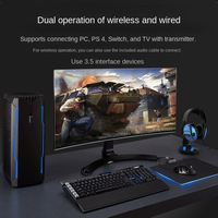 Headset Gaming Mega Bass 2.4G, Headset BT nirkabel Dual Mode, peredam kebisingan musik Game dengan mikrofon untuk PC