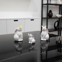 Günstige Fabrik-Keramikfiguren: Hase und Kaninchen mit Schmetterling, Frühlings- und Oster-Deko, Tischzubehör, Dekorative Objekte