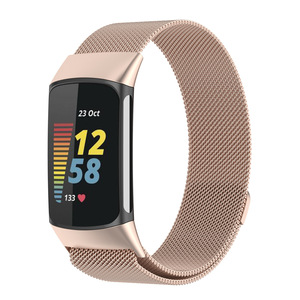 Bracelet de luxe en acier inoxydable pour <span class=keywords><strong>Fitbit</strong></span> <span class=keywords><strong>Charge</strong></span> 6 <span class=keywords><strong>5</strong></span> Sangle magnétique à boucle milanaise - Product Image 1