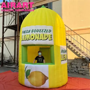 Tienda inflable barata para publicidad, kiosco de limón amarillo