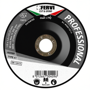 Disco de Pulir Profesional Fervi 115x1.6x22.23mm Para Acero Inoxidable Tipo 41 - Product Image 1