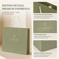 Sac en papier kraft blanc recyclable de qualité supérieure, élégant et uni, avec logo gaufré pour le branding des boutiques de vêtements haut de gamme