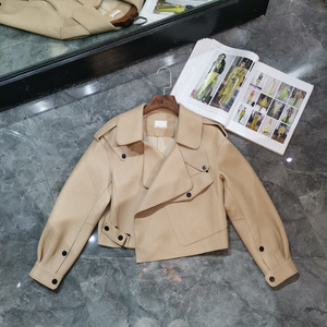 Женская куртка из натуральной кожи, из натуральной овечьей кожи, в стиле байкерской, с мехом, ветровка, бомбер, мотоциклетная, премиум-класса, для весны и осени - Product Image 3