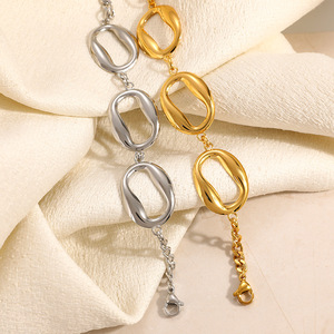 Cross Border Stainless Steel <b>Bracelet</b> Ocean Theme Large Seashell Geometric Oval 18k Gold Plated Waterproof Jewelry - Product Image 2