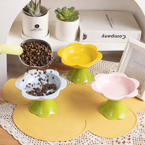 Ciotola in ceramica per alimenti per <span class=keywords><strong>gatti</strong></span> con Design Anti-fuoriuscita piastra per Snack a fiori per alimenti secchi e umidi forniture per <span class=keywords><strong>gatti</strong></span> per marca - Product Image 4
