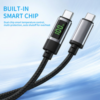 Câble de charge rapide USB C vers USB C 100W avec affichage numérique intelligent E-Marker PD 5A en alliage de zinc tressé pour MacBook et ordinateur portable
