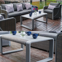 Ensemble de canapés modernes en rotin tressé imperméable pour l'extérieur, idéal pour les restaurants, les hôtels et les fermes - Mobilier de jardin et de terrasse