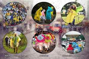 Disposable PE Plastic Waterproof Clear Rain for for <b>Men</b> Women Boys Girls Hiking Fashion Emergency Use - Product Image 3