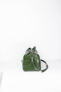 Custom Lady Fashionable Genuine Leather Retro <b>Crossbody</b> <b>Bag</b> <b>Large</b>-Capacity Boston <b>Bag</b> Made Emerald Green Oil Wax Cowhide All - Product Image 3