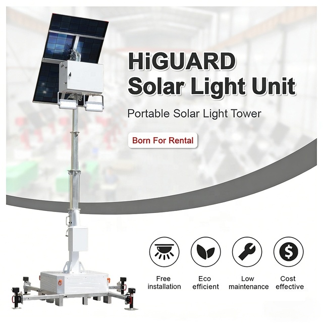 Portable Solar Light Tower 36000lm High Lumen Off-Grid LED Light with 4 Extendable Outriggers for Outdoor Lighting