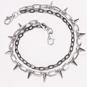 Cadena de cintura de doble capa con púas de aleación estilo punk Yueli para hombres y mujeres, decoración informal para vaqueros, cadena corporal de moda. - Product Image 4