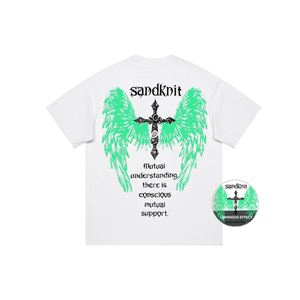 เสื้อยืดโอเวอร์ไซส์สตรีทแวร์ลายพิมพ์สีดำขาวคากีเรืองแสงในที่มืด พิมพ์ลายทั่วตัว ผ้าฝ้าย ลายอนิเมะ แบบสั่งทำพิเศษ ทรงไหล่ตก - Product Image 4