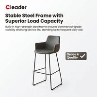 Tabouret de bar de qualité commerciale avec dossier rembourré en tissu, en similicuir PU, avec pieds en métal, pour café, bistrot, comptoir, chaise haute