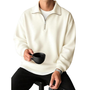 Sweat-shirt en polaire à col zippé pour homme, doux, chaud, décontracté, col zippé, fournisseur OEM ODM - Product Image 2