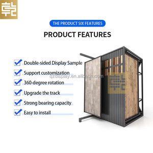 تخصيص 360 درجة °   رف عرض دوار قابل للسحب لعرض بلاط الأرضيات الخشبية وألواح الجدران البلاستيكية والرخام في صالات العرض - Product Image 3