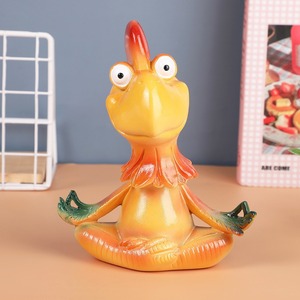 <span class=keywords><strong>Méditation</strong></span> coq ornement créatif dessin animé drôle résine artisanat bureau bureau maison cour jardin ornement - Product Image 5