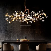 Branche d'arbre moderne en or, lustres de ferme, salle à manger, fleur rectangulaire en verre, suspension Art déco de luxe pour le salon
