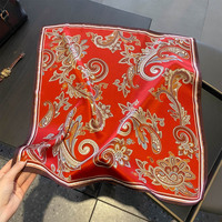 Foulard carré rétro en soie de mûrier 53*53CM, motif cachemire floral, doux et fin, imprimé cachemire, 100% pure soie
