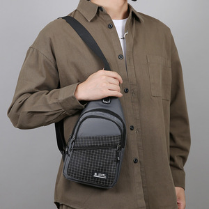 Men's Chest Bag Nylon Plaid Waterproof Outdoor Commuter Crossbody Bag - Product Image 3