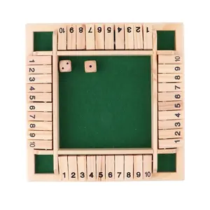 Wood Deluxe 4 Pemain Digital Puzzle Board Game Shut The Box Set Permainan Nomor Meja Minum Permainan untuk Teman Keluarga Club