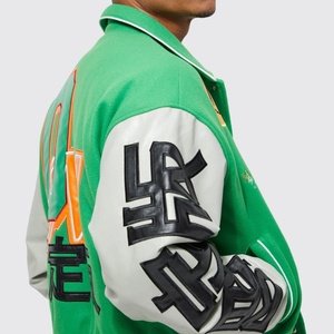 Veste en cuir tendance Streetwear Letterman Bomber de haute qualité en PU pour hommes 2023 - Product Image 3