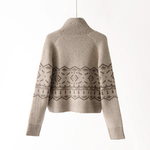Nuovo Arrivo Cardigan Casual in <span class=keywords><strong>Maglia</strong></span> Fair Isle Ecologico da Donna con Fibbia a Toro, Cappotto Comodo Autunnale, Maglione di Alta Gamma - Product Image 2