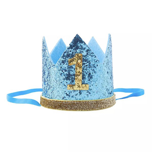 Couronne d'<span class=keywords><strong>anniversaire</strong></span> à paillettes numéro <span class=keywords><strong>1</strong></span> pour enfants, accessoire photo pour fête de 1er <span class=keywords><strong>anniversaire</strong></span>, mini-couronne serre-tête pour bébé garçon ou fille, vente en gros - Product Image 6