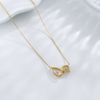 Collana con Pendente in Oro 18K e Diamanti Coltivati in Laboratorio, Doppio Diamante Rotondo a Goccia, Catene Regolabili alla Moda, Gioielli Raffinati