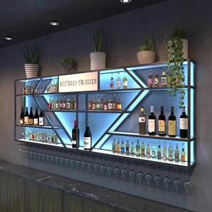 Moderne Commerciële Muur Opknoping Ijzeren Rek Creatieve Multi-Layer Opslag Voor Wijn Bier Lichtgevende Display Bar Meubels - Product Image 3