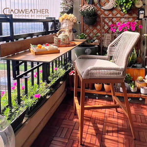 Vente en gros Chaise et table <span class=keywords><strong>de</strong></span> bar en <span class=keywords><strong>bois</strong></span> <span class=keywords><strong>de</strong></span> teck pour balcon et patio Tabourets <span class=keywords><strong>de</strong></span> bar hauts <span class=keywords><strong>d</strong></span>'extérieur en corde tissée populaires - Product Image 2