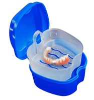 Boîte à prothèses dentaires boîte de nettoyage boîte de rangement pour fausses dents avec filet suspendu conteneur étui à dents artificielles étui de retenue orthodontique