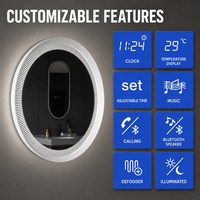 Miroir de vanité LED moderne à bordure texturée circulaire, étanche IP44, miroir mural éclairé pour salle de bain et chambre à coucher