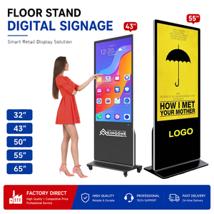 KINGONE 55 kapalı interaktif Kiosk LCD tabela Totem zemin standı dokunmatik ekran dijital reklam ekranı kurulu restoran için - Product Image 1