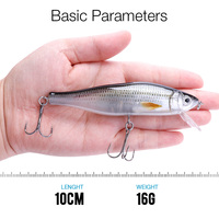 VTAVTA Leurre de pêche électrique rechargeable 10 cm 16 g avec lumière LED, flottant et vibrant, pour la pêche au brochet, appât artificiel dur, type minnow