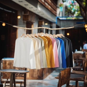 Camiseta Unisex de Manga Larga 100% Algodón de Punto, Cuello Redondo, Estilo Casual, Color Sólido, Diseño Liso, Ecológica y Transpirable para Hombre y Mujer - Product Image 3