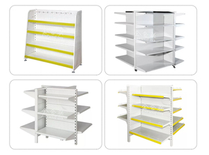 Étagères et présentoirs de supermarché métalliques double face autoportants - Product Image 3