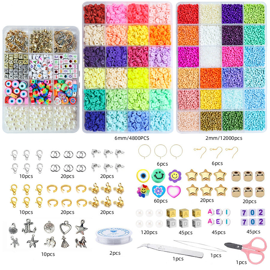 Girls Friendship Bracelet DIY Glass Seed Beads Jewelry Making Bracelet Waist Beads Kits Flat Polymer Clay Beads