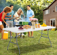 Table de pliage en plastique rectangulaire HDPE de haute qualité de 6 pieds pour mariage en plein air