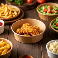 Contenants à salade en papier biodégradable écologiques de 32 oz, résistants à l'eau, de qualité alimentaire, avec couvercle brun, pour plats à emporter
