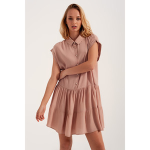 Abito chemisier con orlo a strati in rosa chiaro - Product Image 1