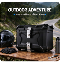 Top Case Moto Personnalisable avec LOGO, Nouveau Coffre Arrière Moto en Aluminium Argenté avec Doublure, Grand Coffre Moto à Vendre
