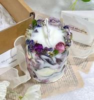Saint-Valentin 2025 : Cylindre isotherme transfrontalier de roses éternelles et fleurs séchées, avec cire de soja gaufrée pour aromathérapie, Noël, Pâques
