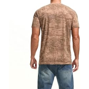 เสื้อยืดคอกลมแขนสั้นทรงเข้ารูปสำหรับผู้ชาย พิมพ์ลายสีน้ำตาล ผ้าโพลีเอสเตอร์ถัก ระบายอากาศได้ดี สไตล์ลำลอง - Product Image 3