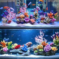 Décoration d'aquarium en résine multicolore, imitation roche, plante artificielle, corail, accessoires d'aménagement paysager pour aquarium