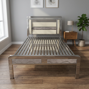 <b>Adjustable</b> Modern Industrial <b>Single</b> Queen Stainless Steel Box Spring <b>Bed</b> Frame Storage Durable Inox 304/201 for Home School Use - Product Image 2