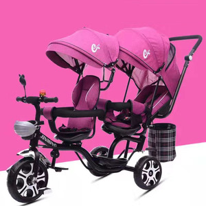 Nuovo Triciclo Doppio per Bambini in Offerta Speciale, Triciclo a 3 Ruote per Fratelli e Sorelle, <span class=keywords><strong>Passeggino</strong></span> per Gemelli - Product Image 5